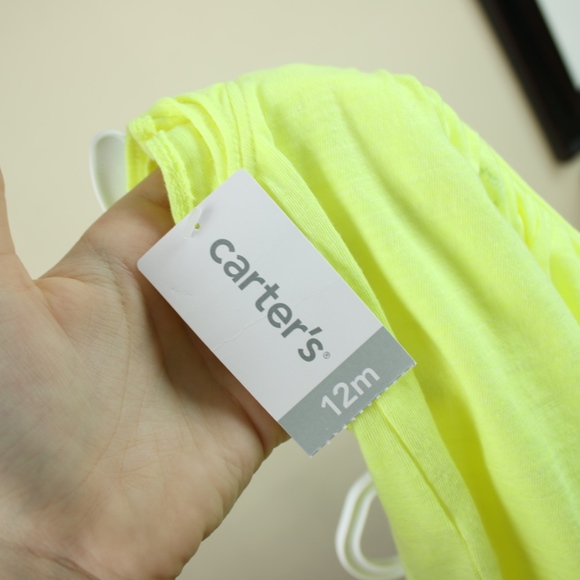 Carter’s Neon Yellow Ruffle Blouse Scoop Neck 12M - Picture 7 of 8
